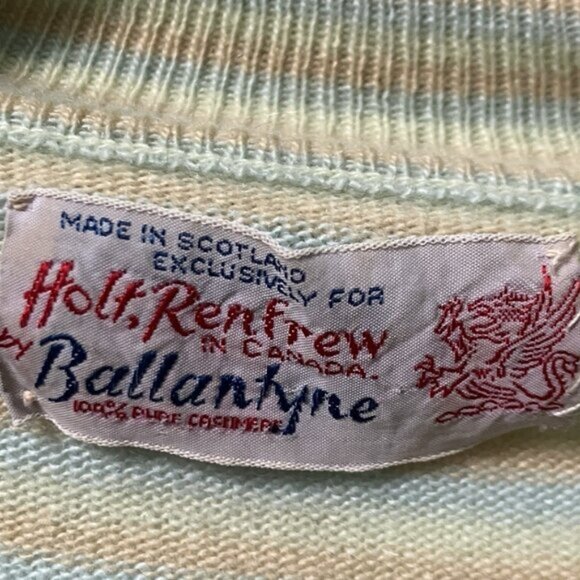 Vintage Holt Renfrew Ballantyne Cashmere Sweater Top Womens Stripe Knit - Picture 5 of 6